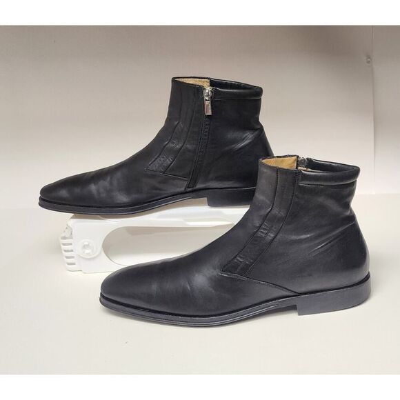 Bruno Magli M01575 Men's Raspino Black Leather Ankle Boots Size 11M - Picture 3 of 13